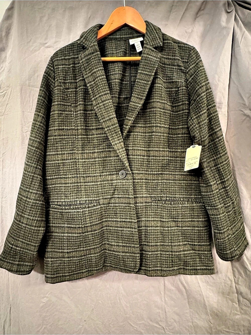 St. John's Bay Classic Blazer Plaid Green & Gray XL